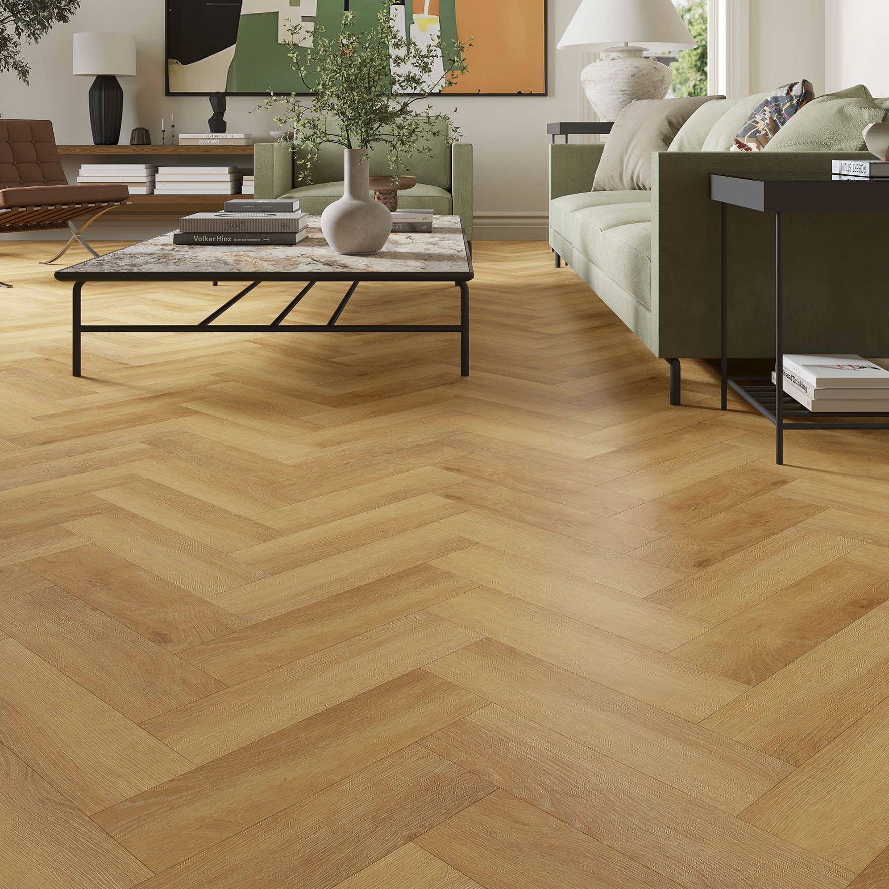 Honey Jar Herringbone Waterproof Luxury Vinyl Flooring
