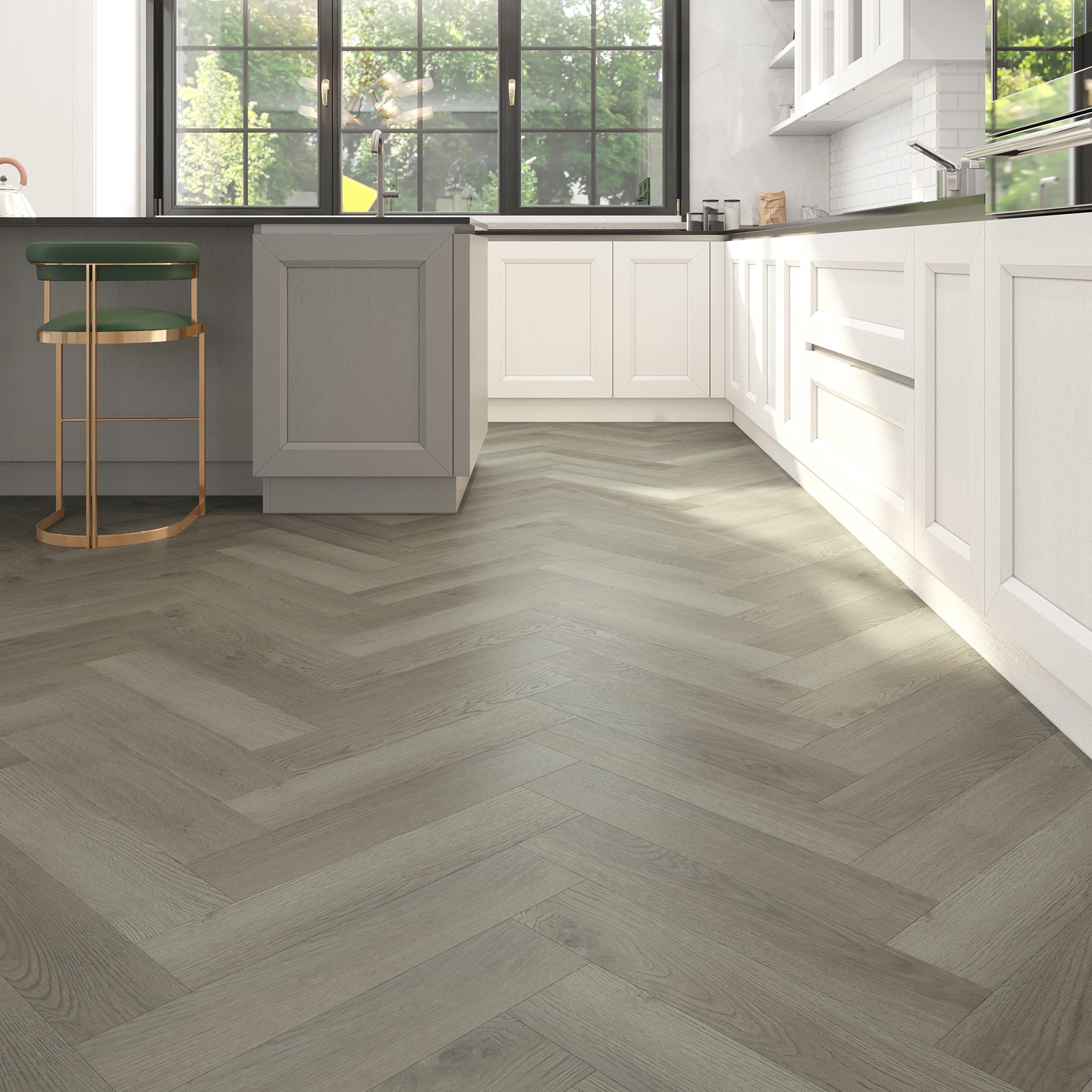 Warm Pewter 14mm Herringbone