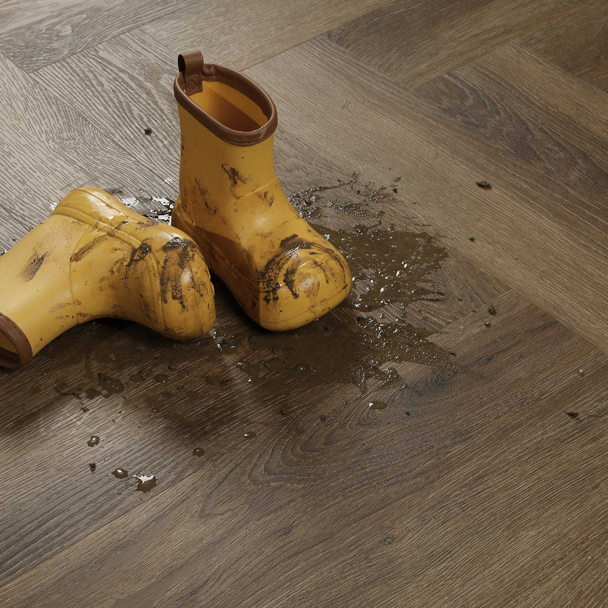 Chocolate Pine Herringbone Waterproof Luxury Vinyl Flooring